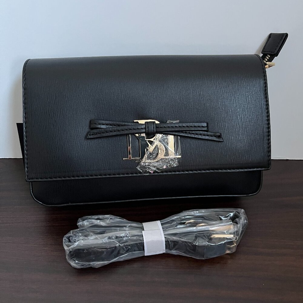 Badgley Mischka Rectangle Shape With Bow Bag Black Crossbody Quiet Luxury Chic